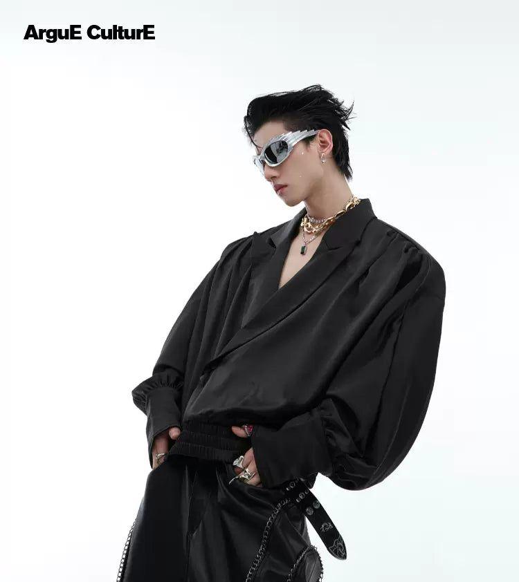 Ruched Hem Lapel Shirt Korean Street Fashion Shirt By Argue Culture Shop Online at OH Vault