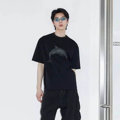 Dolphin Graphic Casual T-Shirt Korean Street Fashion T-Shirt By 49PERCENT Shop Online at OH Vault