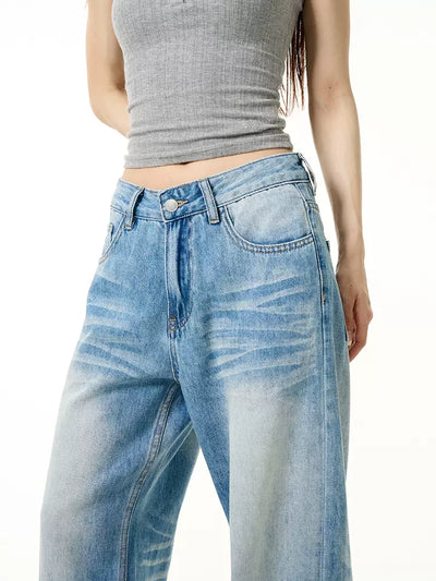 Fade and Whiskers Highlight Jeans Korean Street Fashion Jeans By 77Flight Shop Online at OH Vault