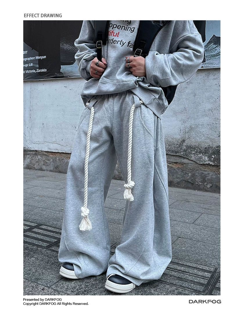 Belted Rope Scimitar Sweatpants Korean Street Fashion Pants By Dark Fog Shop Online at OH Vault