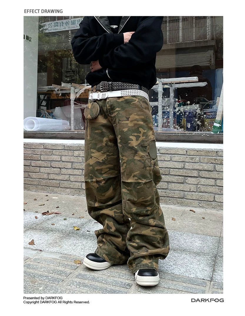 Detachable Pendant Camouflage Pleats Pants Korean Street Fashion Pants By Dark Fog Shop Online at OH Vault