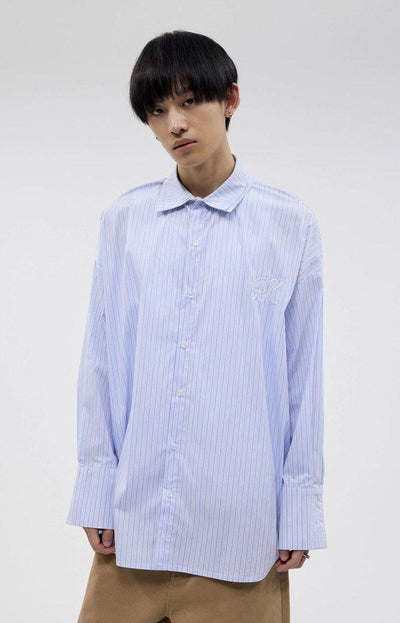 Layered Collar Striped Shirt Korean Street Fashion Shirt By Funky Fun Shop Online at OH Vault