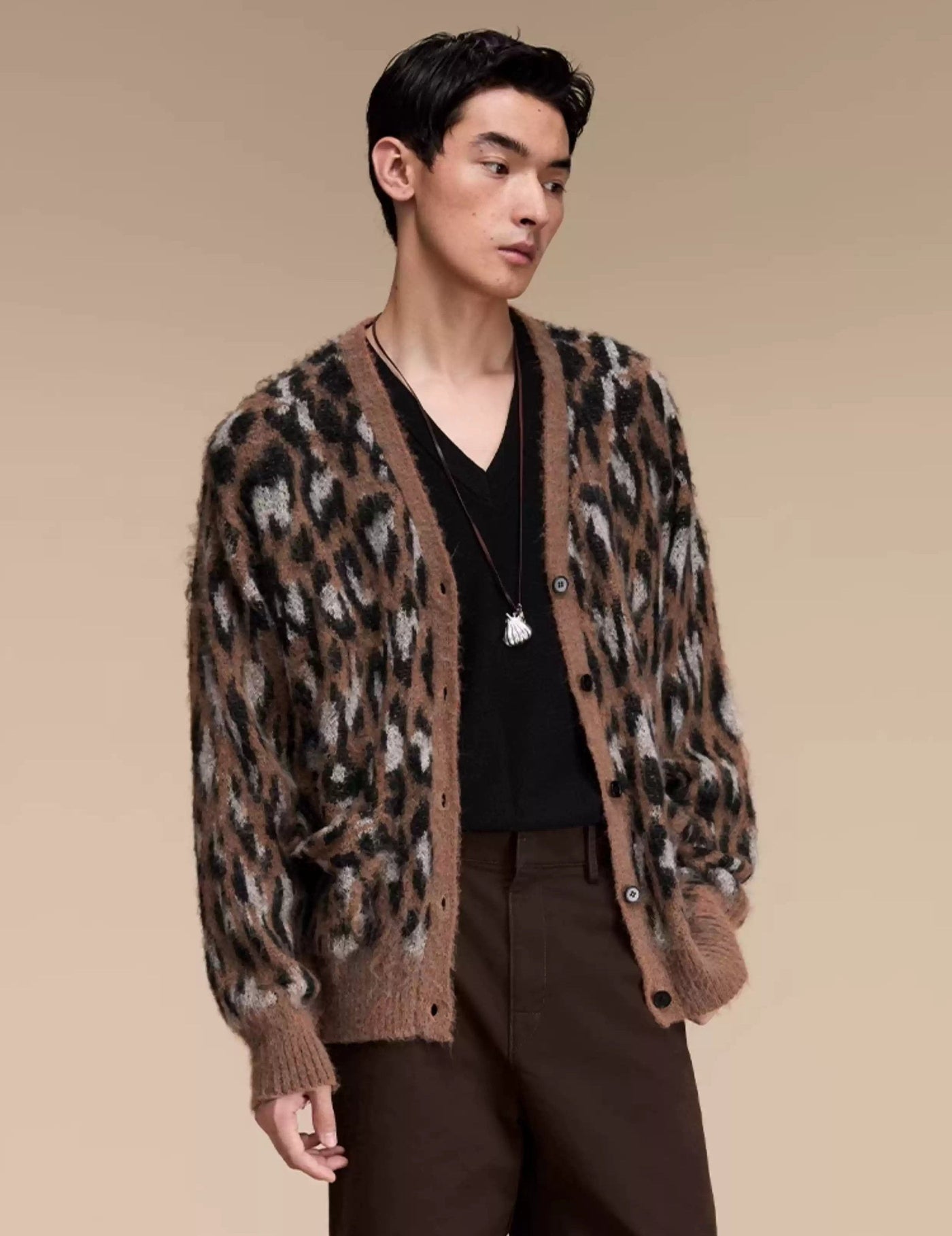 V-Neck Animal Print Cardigan Korean Street Fashion Cardigan By Opicloth Shop Online at OH Vault