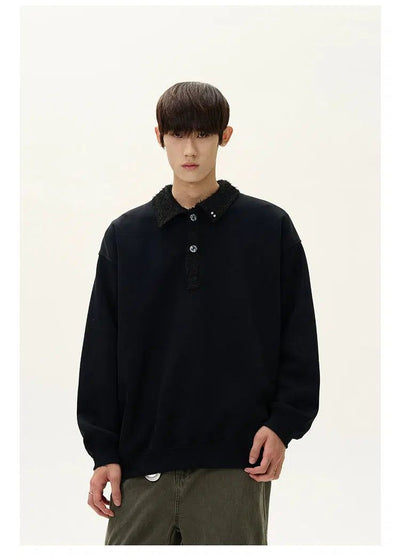 Solid Stitched Collar Polo Korean Street Fashion Polo By A PUEE Shop Online at OH Vault