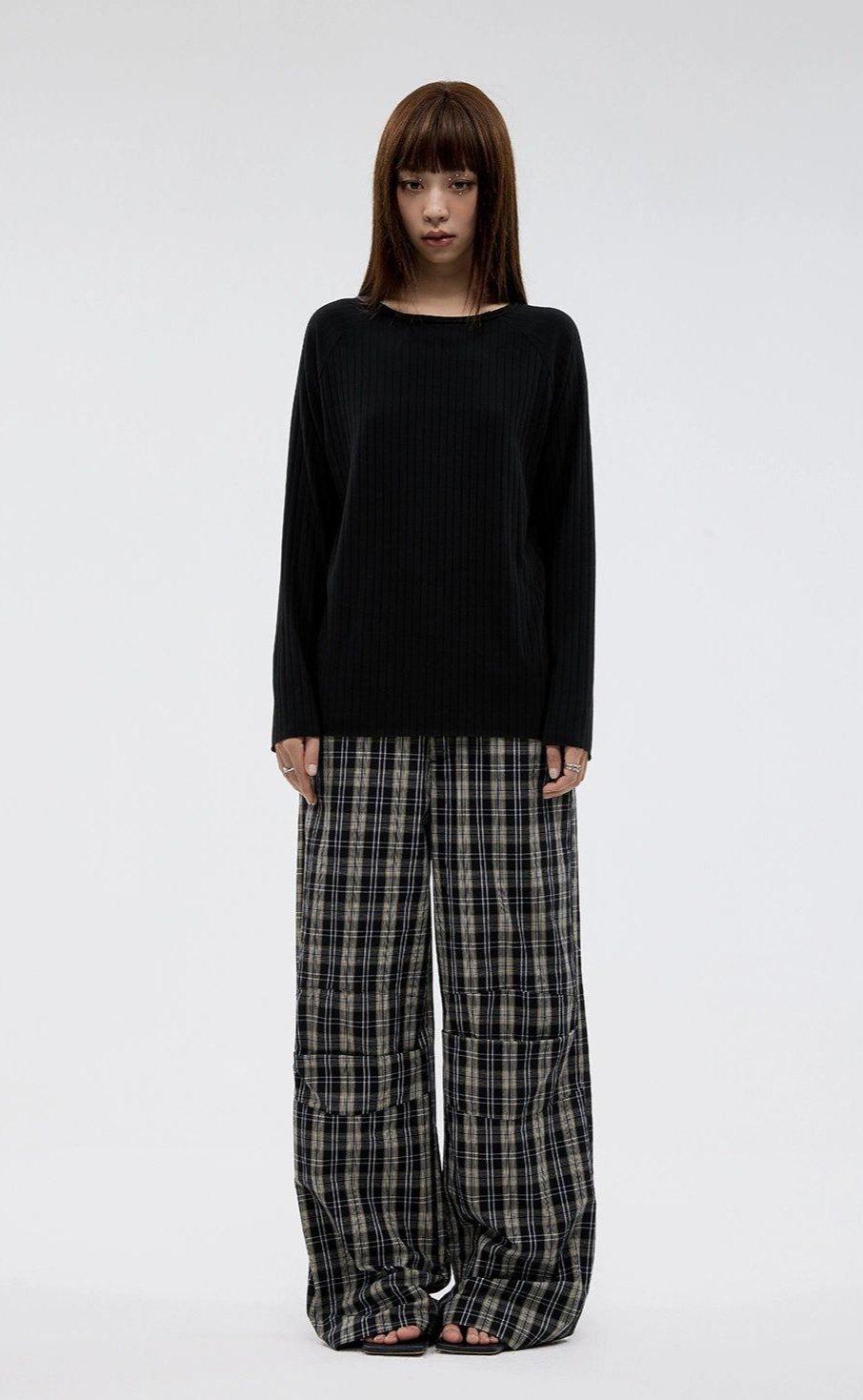 Plaid Pattern Detail Pants Korean Street Fashion Pants By Funky Fun Shop Online at OH Vault