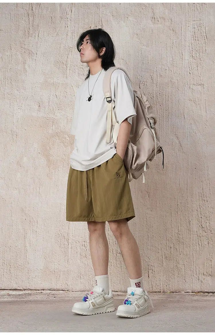 Drawstring Nylon Knee Shorts Korean Street Fashion Shorts By BE Just Hug Shop Online at OH Vault