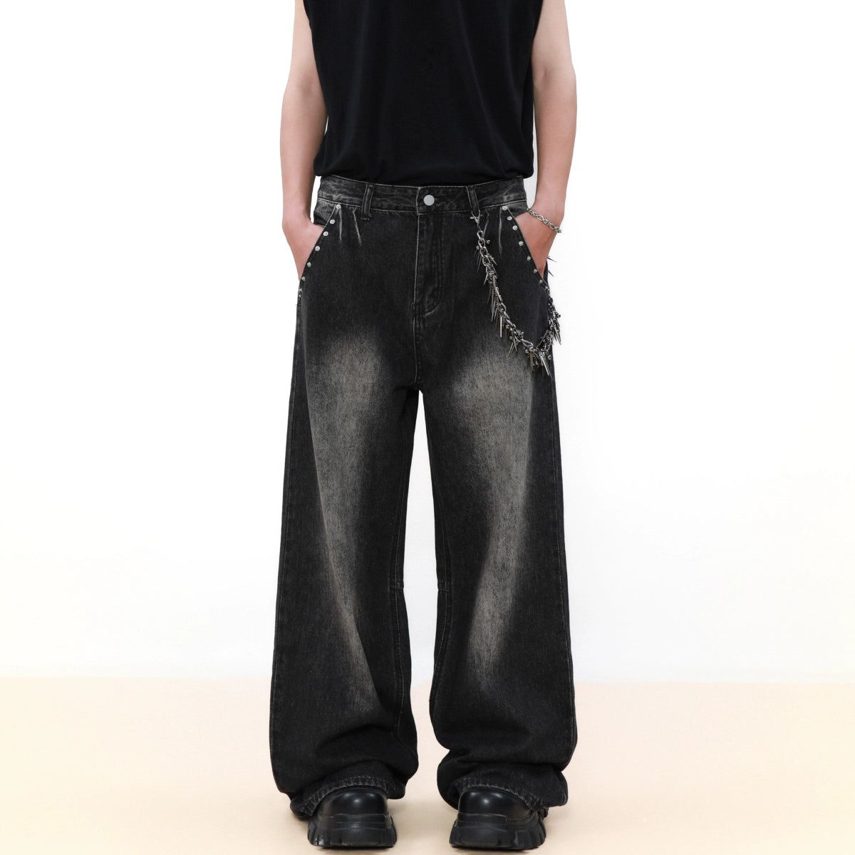 Fade Highlight Emphasis Jeans Korean Street Fashion Jeans By Mr Nearly Shop Online at OH Vault