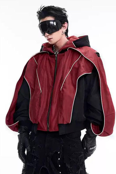 Contrast Structured Windbreaker Jacket Korean Street Fashion Jacket By Slim Black Shop Online at OH Vault