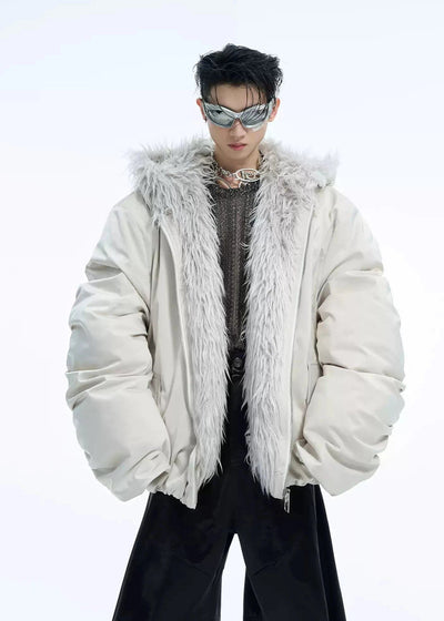 Zippered Fur Line Puffer Jacket Korean Street Fashion Jacket By Argue Culture Shop Online at OH Vault