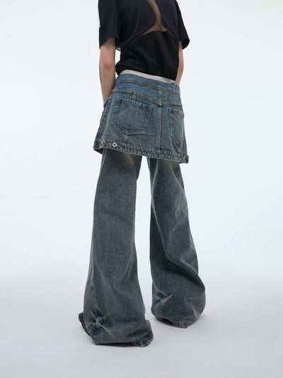 Skirt Layer Washed Jeans Korean Street Fashion Jeans By Argue Culture Shop Online at OH Vault