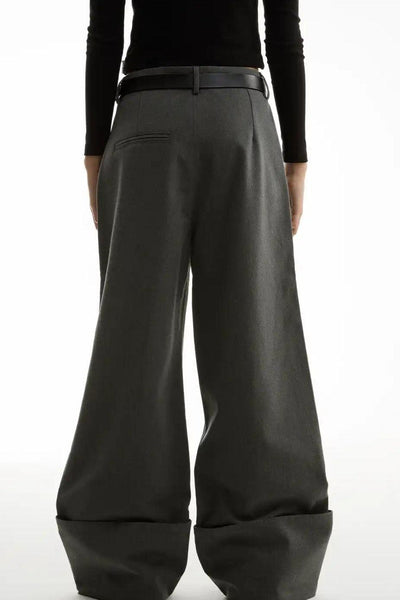 Wide Folded Ends Pants Korean Street Fashion Pants By Funky Fun Shop Online at OH Vault