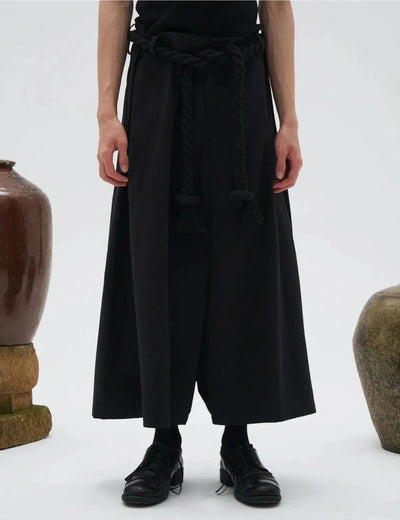 Rope Belt Wide Cropped Trousers Korean Street Fashion Trousers By 7440 37 1 Shop Online at OH Vault