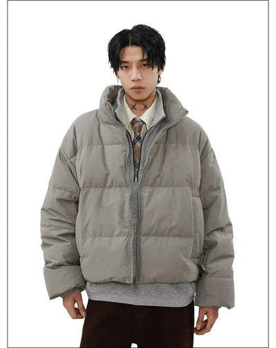 Plain Full-Zipped Down Jacket Korean Street Fashion Jacket By Mr Nearly Shop Online at OH Vault