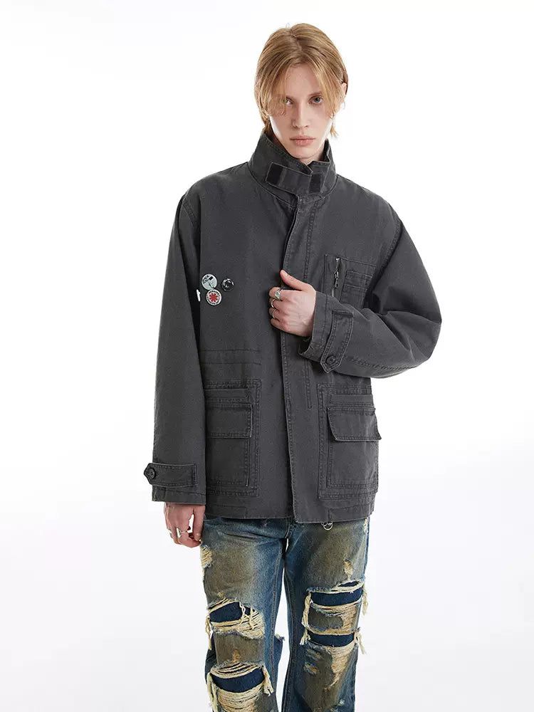 Utility Multi-Pocket Denim Jacket Korean Street Fashion Jacket By Made Extreme Shop Online at OH Vault