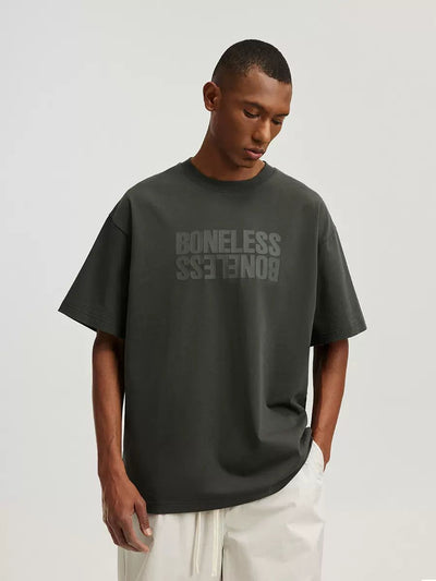 Subtle Logo Print T-Shirt Korean Street Fashion T-Shirt By Boneless Shop Online at OH Vault