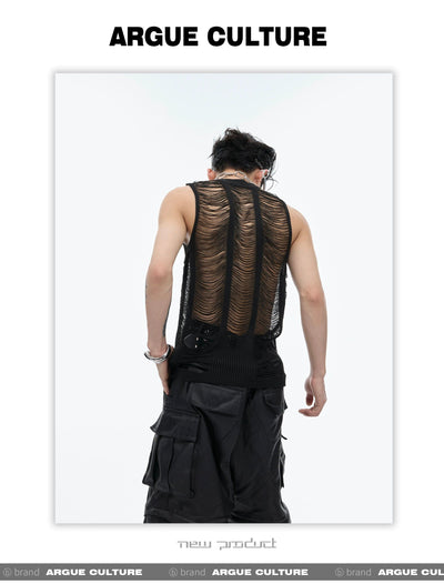 Hollowed Knit Sleeveless Vest Korean Street Fashion Vest By Argue Culture Shop Online at OH Vault