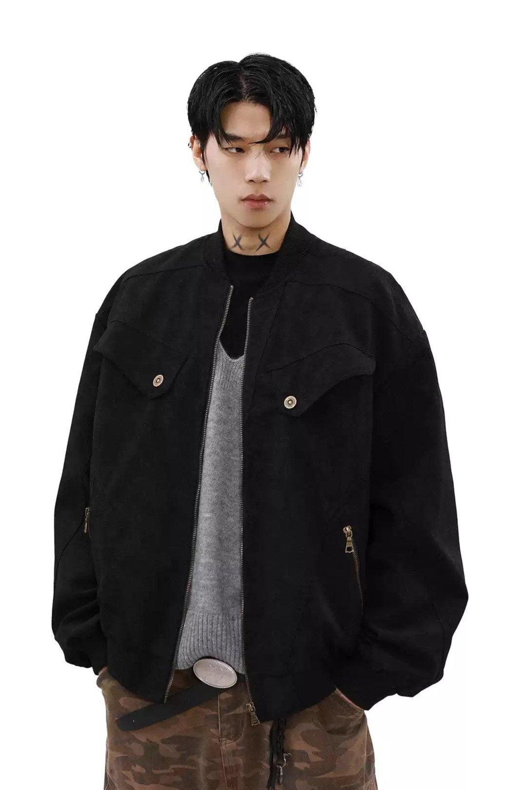 Structured Multi-Zipped Jacket Korean Street Fashion Jacket By Mr Nearly Shop Online at OH Vault