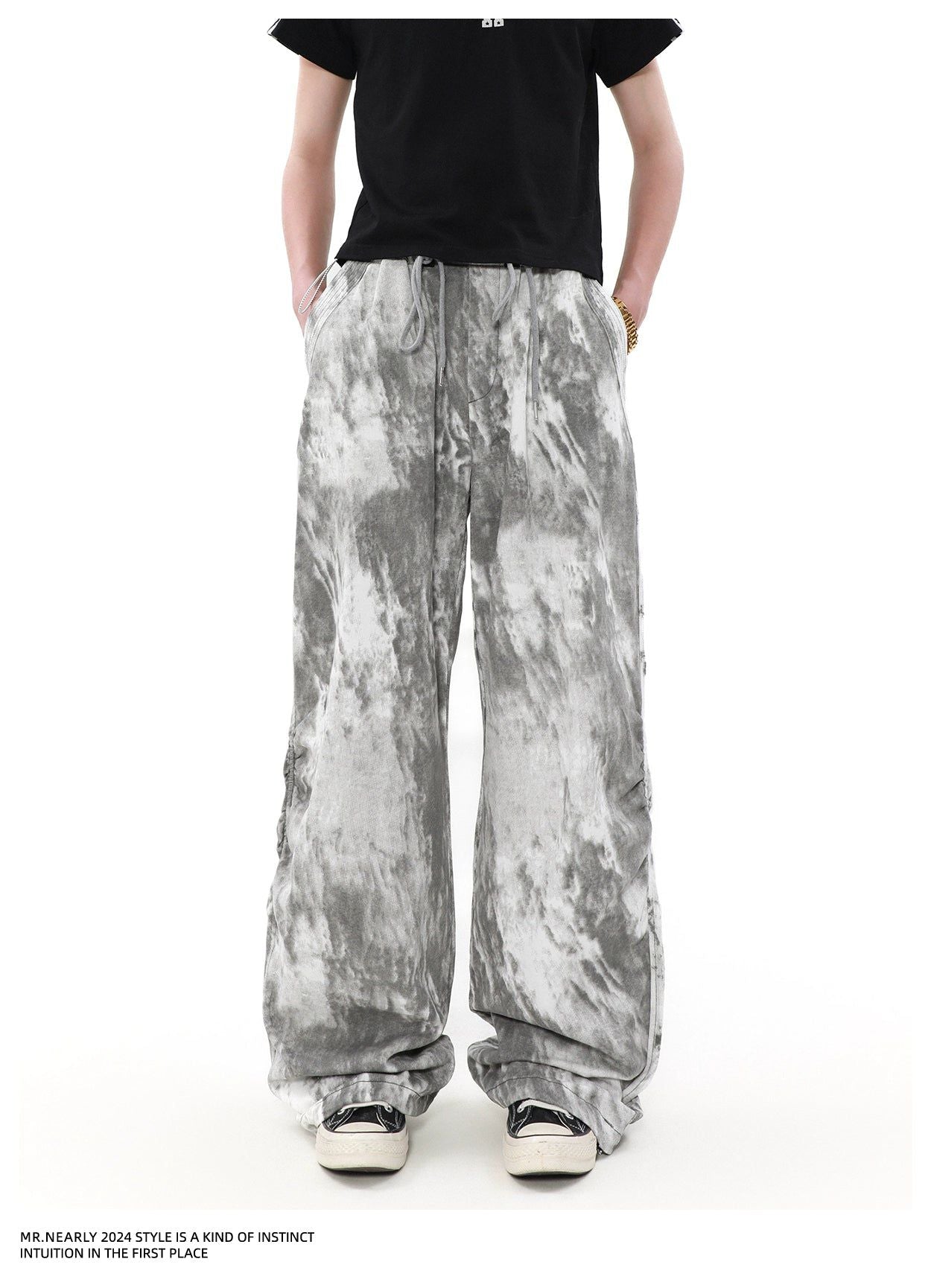 Drawcord Tie-Dyed Pants Korean Street Fashion Pants By Mr Nearly Shop Online at OH Vault