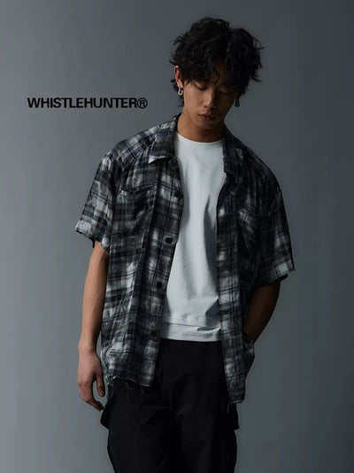 Distressed Ends Plaid Shirt Korean Street Fashion Shirt By Whistle Hunter Shop Online at OH Vault