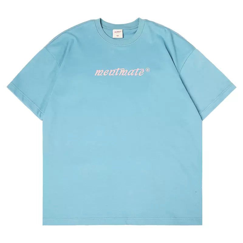 Contrast Logo Print T-Shirt Korean Street Fashion T-Shirt By Mentmate Shop Online at OH Vault