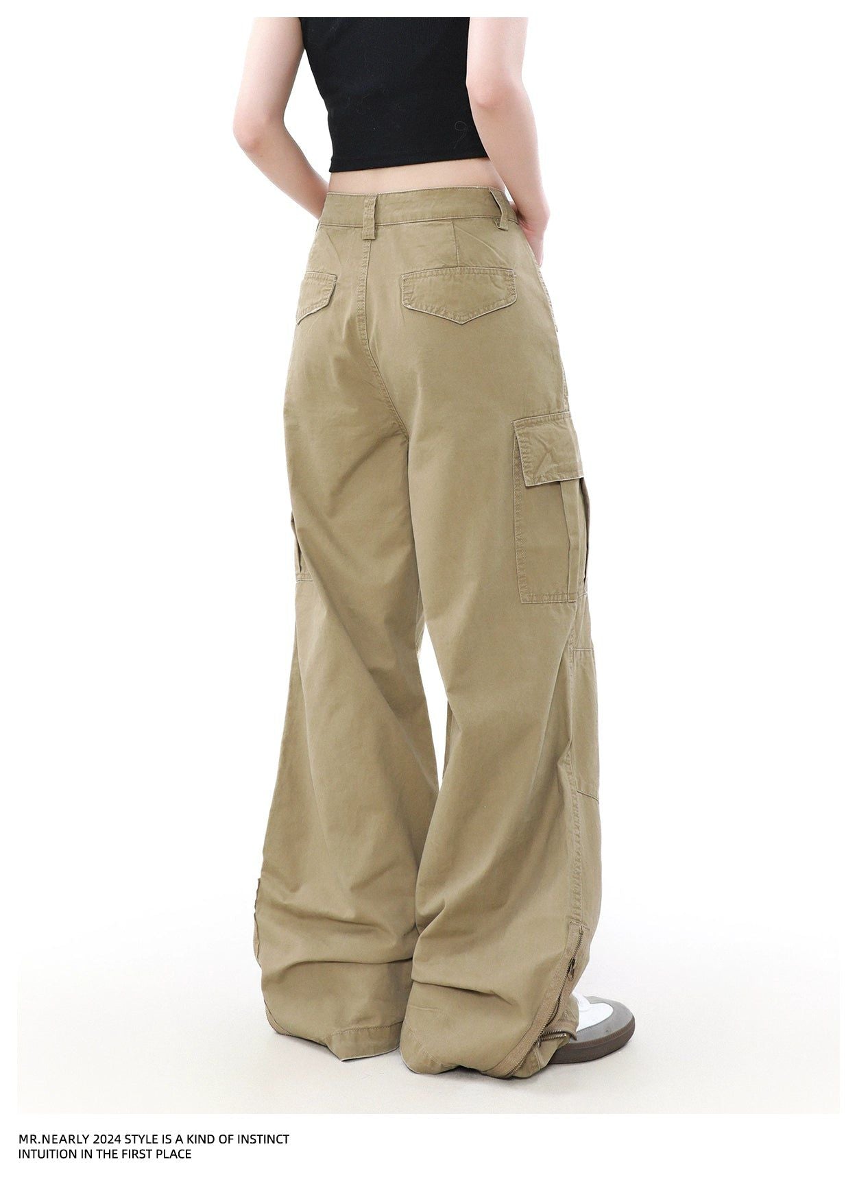 Faded Plain Zip Cargo Pants Korean Street Fashion Pants By Mr Nearly Shop Online at OH Vault