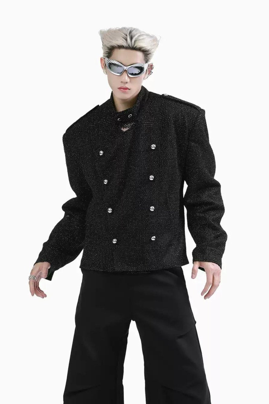 Boxy Textured Multi-Button Jacket Korean Street Fashion Jacket By Turn Tide Shop Online at OH Vault