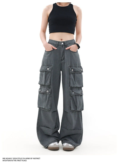 Functional Pocket Faded Cargo Pants Korean Street Fashion Pants By Mr Nearly Shop Online at OH Vault