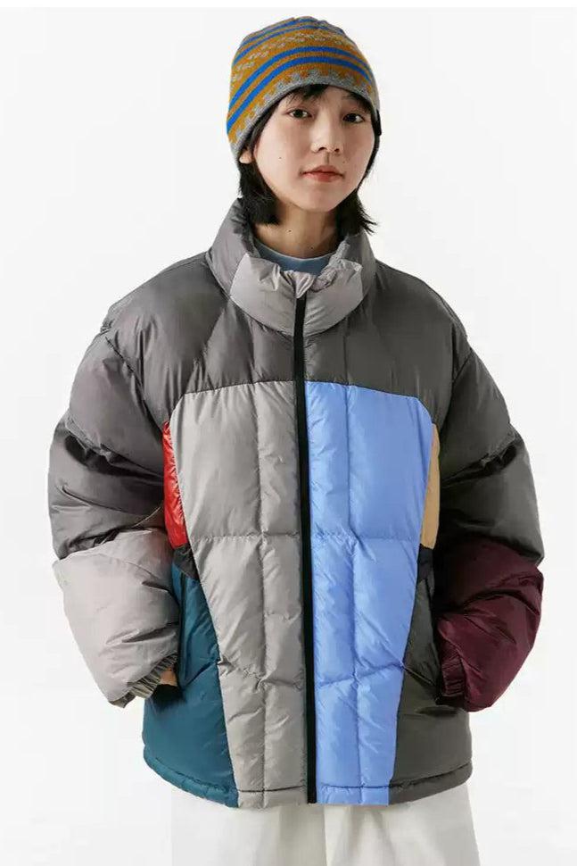 Color Block Quilted Puffer Jacket Korean Street Fashion Jacket By Crying Center Shop Online at OH Vault