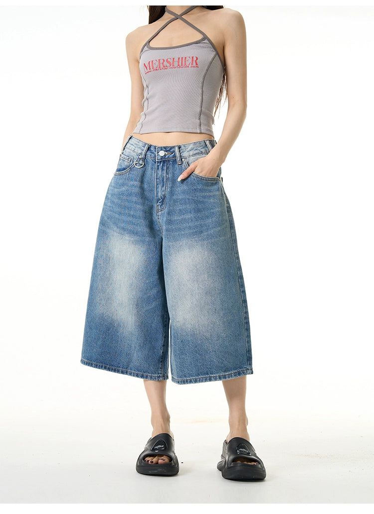 Oversized Washed Denim Shorts Korean Street Fashion Shorts By 77Flight Shop Online at OH Vault