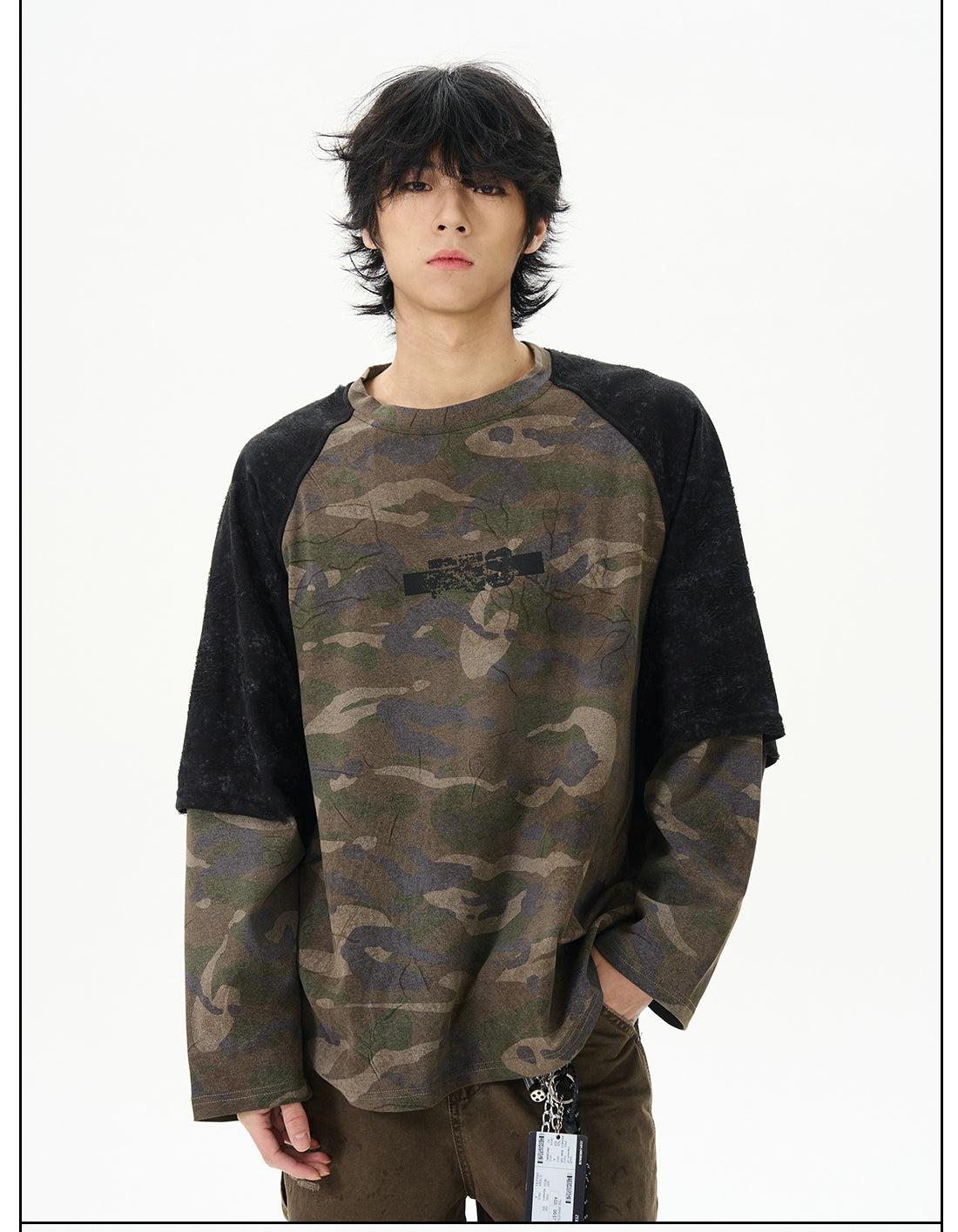 Camouflage Pattern Long Sleeve T-Shirt Korean Street Fashion T-Shirt By 77Flight Shop Online at OH Vault