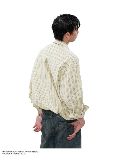 Collegiate Striped Shirt Korean Street Fashion Shirt By Mr Nearly Shop Online at OH Vault