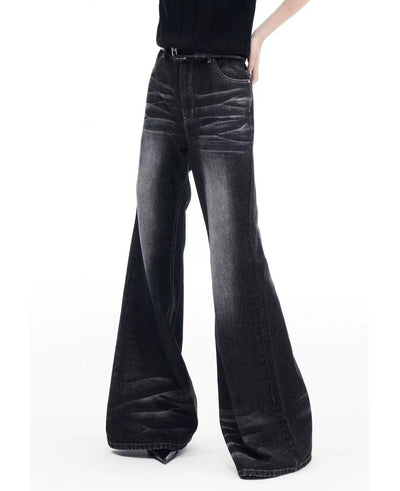 Whiskered Ends Flare Jeans Korean Street Fashion Jeans By Terra Incognita Shop Online at OH Vault