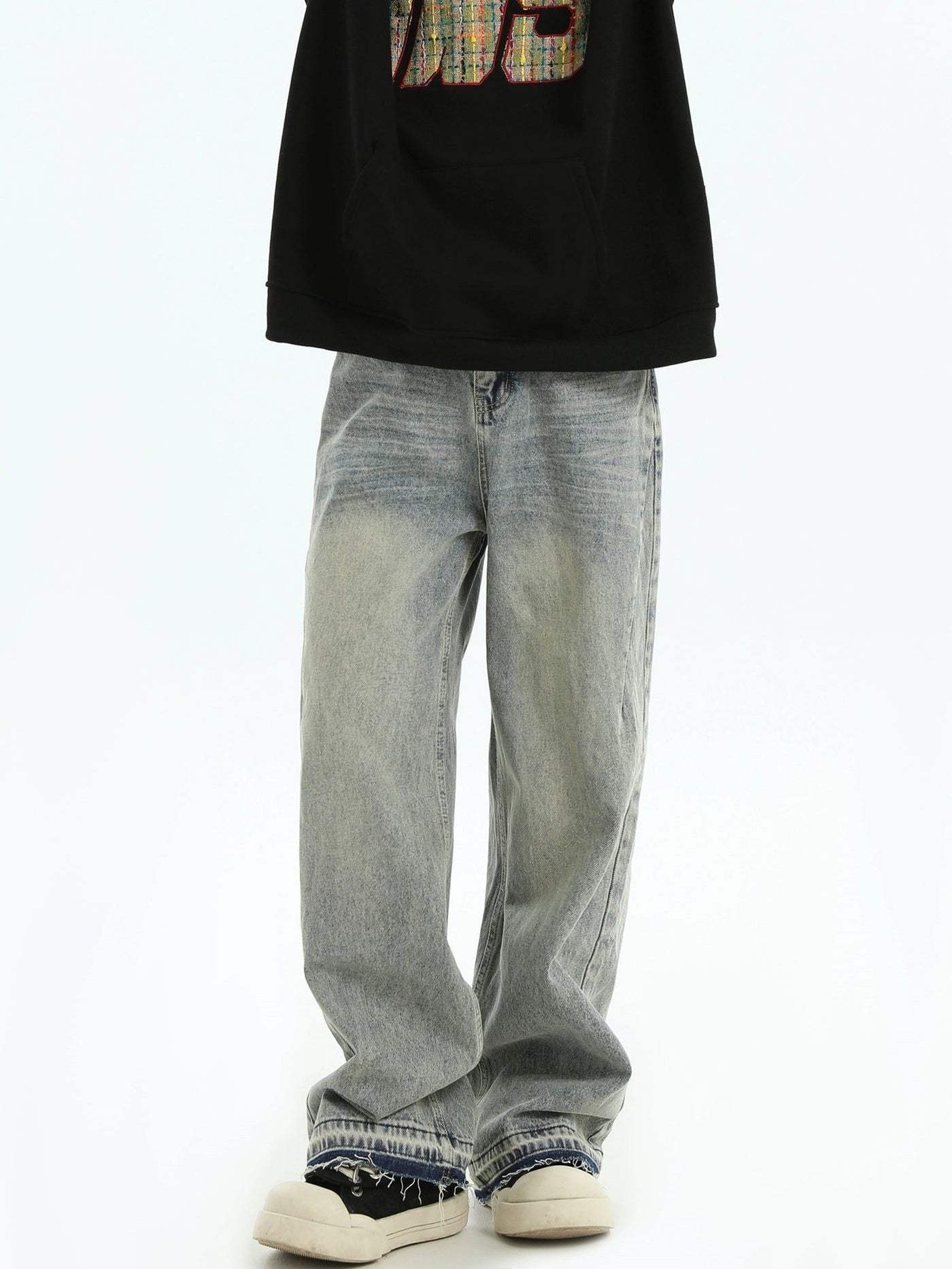 Regular Wash Raw Ends Jeans Korean Street Fashion Jeans By INS Korea Shop Online at OH Vault