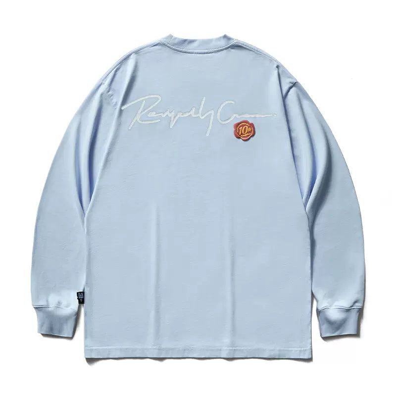 Cursive Logo Long Sleeve T-Shirt Korean Street Fashion T-Shirt By Remedy Shop Online at OH Vault