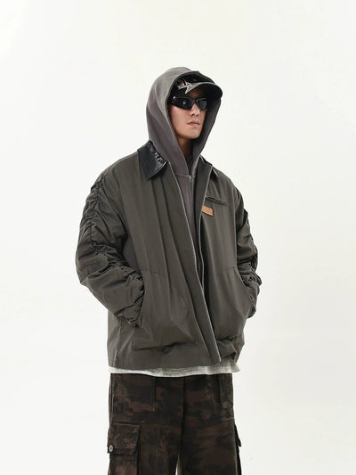 Pleated Patchwork Detroit Jacket Korean Street Fashion Jacket By Blacklists Shop Online at OH Vault