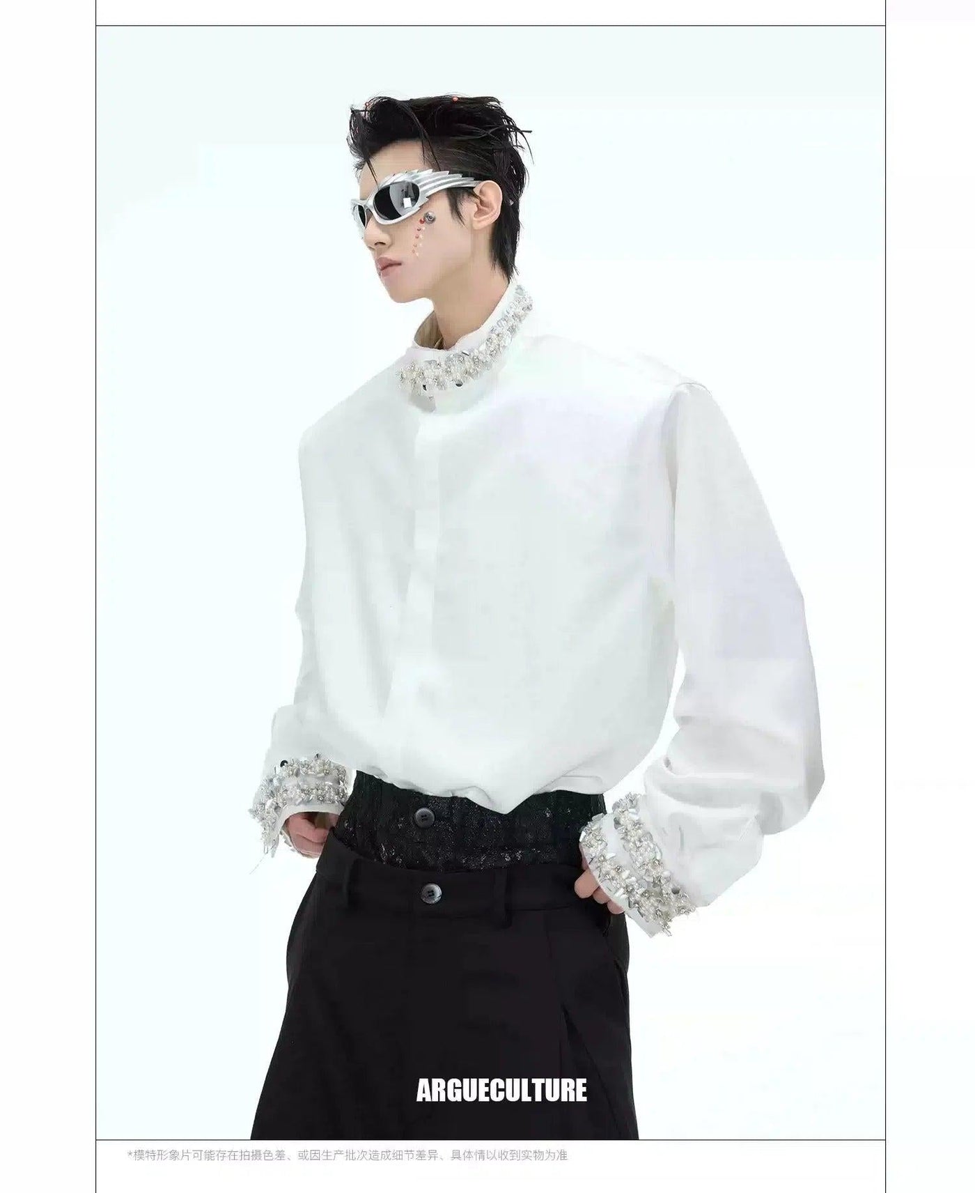 Pearl Details Satin Shirt Korean Street Fashion Shirt By Argue Culture Shop Online at OH Vault