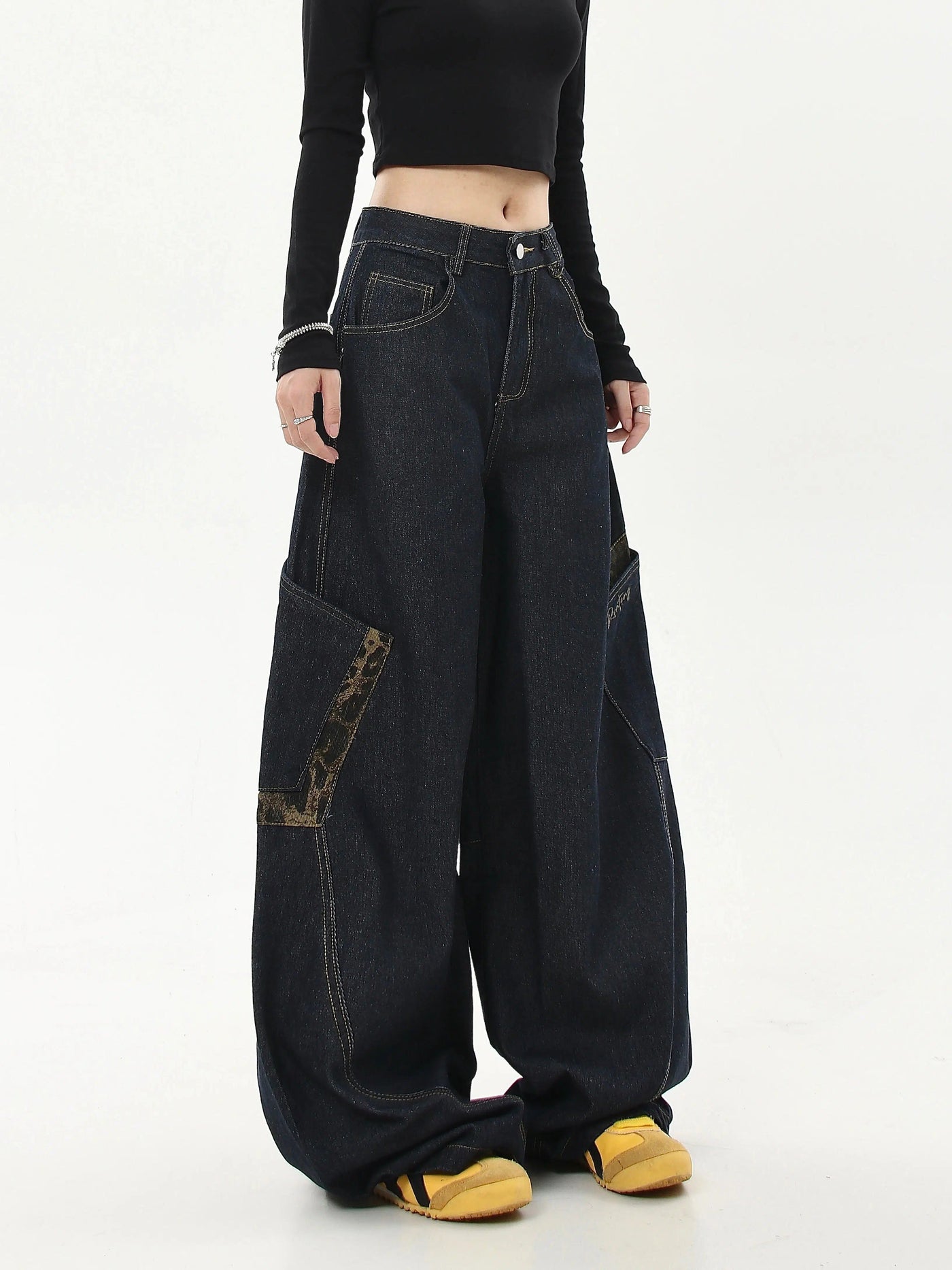 Spliced & Stitched Baggy Jeans Korean Street Fashion Jeans By Blacklists Shop Online at OH Vault