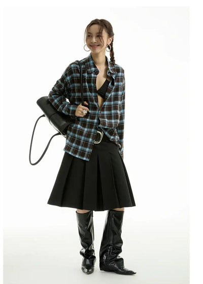 Casual Relaxed Fit Plaid Shirt Korean Street Fashion Shirt By Funky Fun Shop Online at OH Vault