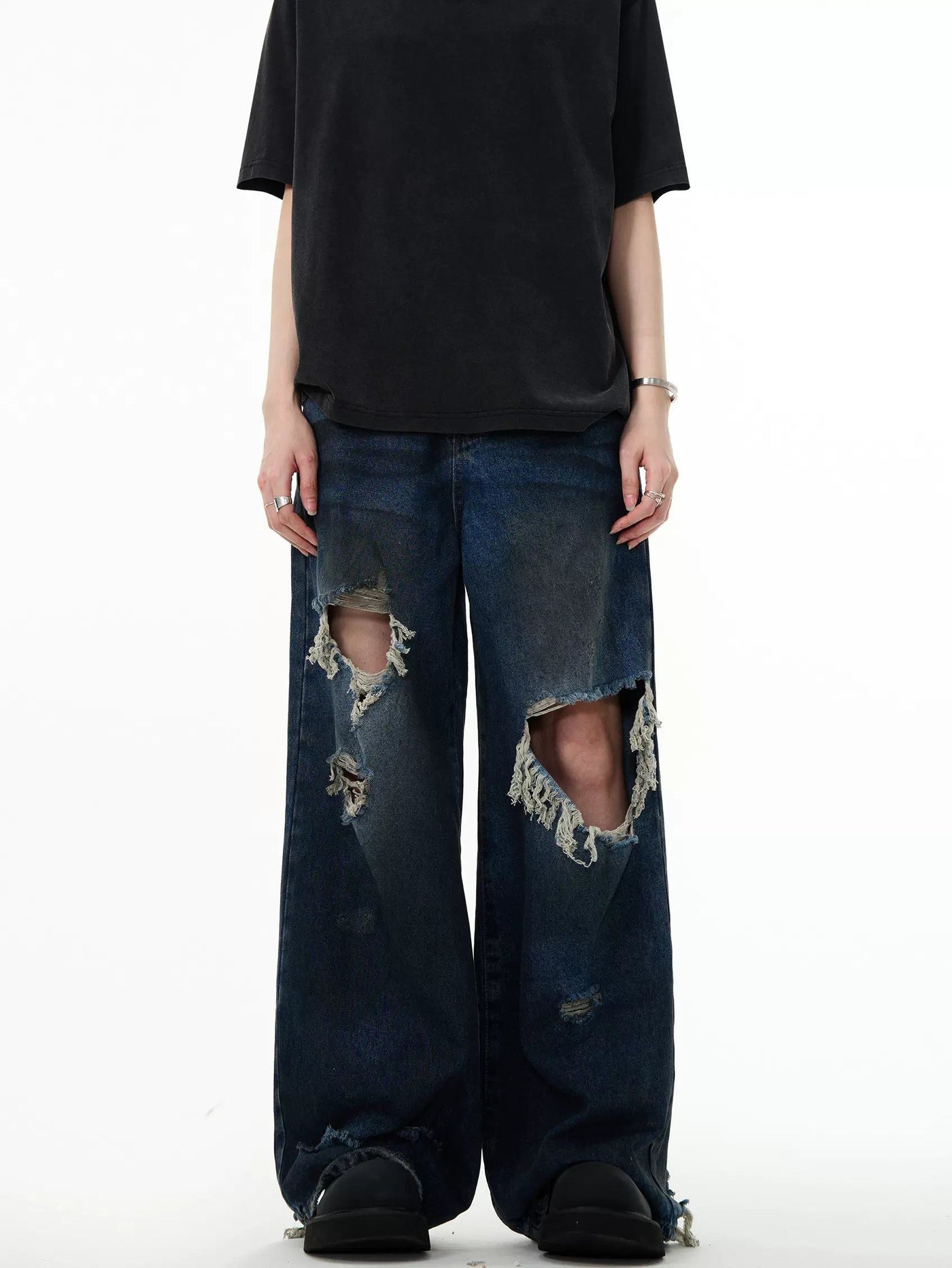 Distressed Spots Comfty Jeans Korean Street Fashion Jeans By Mad Witch Shop Online at OH Vault