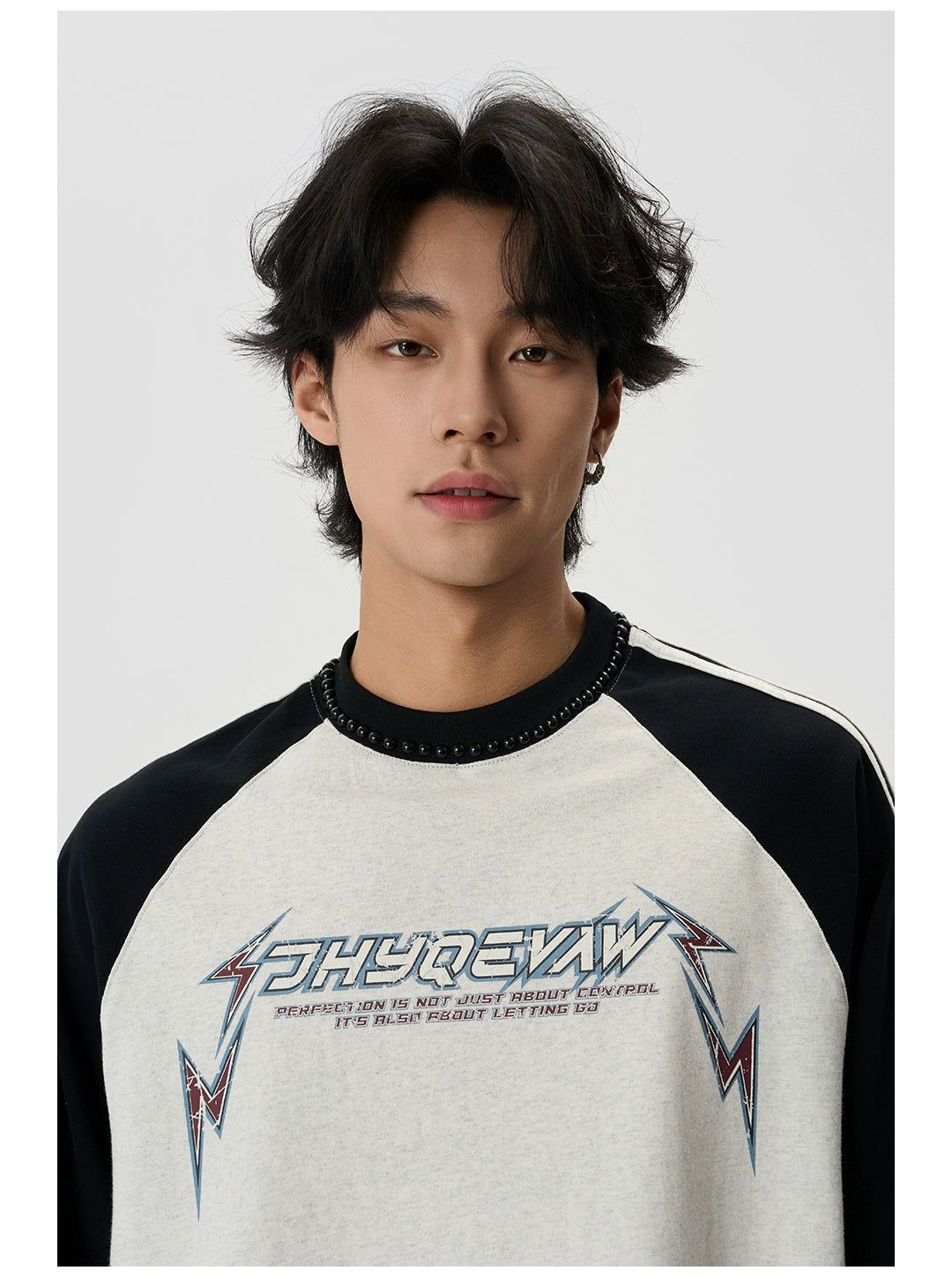 Distressed Print Three-Bar T-Shirt Korean Street Fashion T-Shirt By JHYQ Shop Online at OH Vault