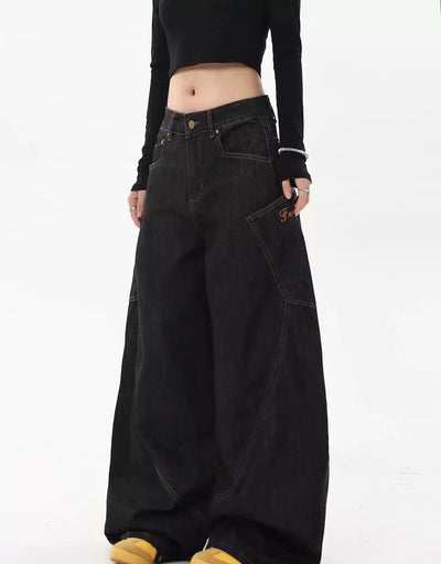 Stitched Machete Banana Jeans Korean Street Fashion Jeans By Blacklists Shop Online at OH Vault