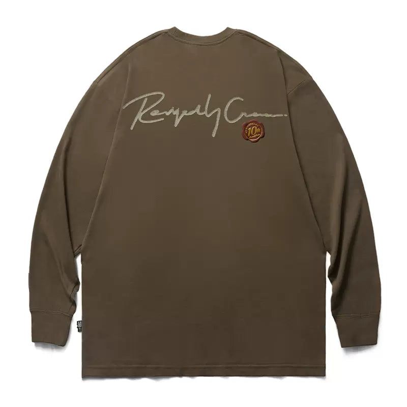 Cursive Logo Long Sleeve T-Shirt Korean Street Fashion T-Shirt By Remedy Shop Online at OH Vault