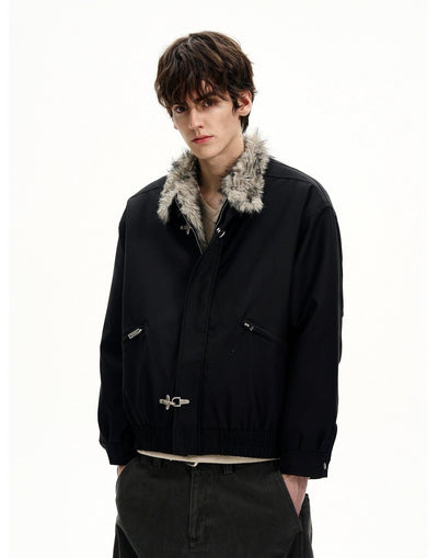 Furry Collar Fireman Clasp Jacket Korean Street Fashion Jacket By MaxDstr Shop Online at OH Vault