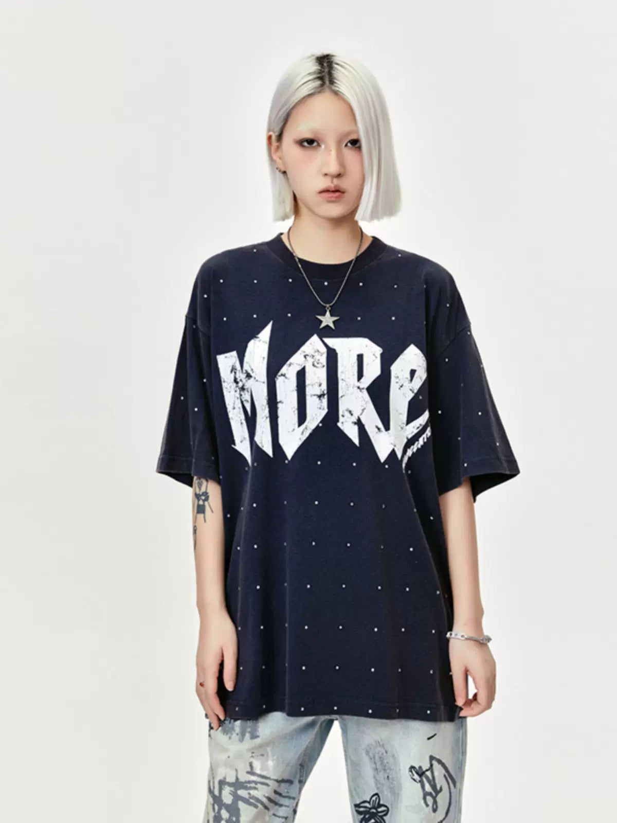 Text Wide Dots Long Sleeve T-Shirt Korean Street Fashion T-Shirt By Made Extreme Shop Online at OH Vault