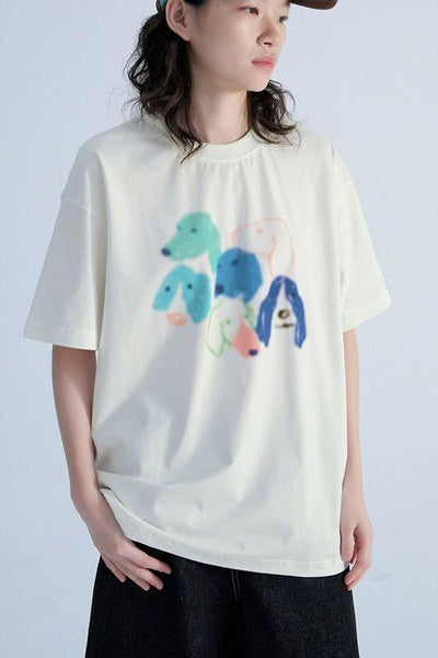 Dog Doodle Blurred T-Shirt Korean Street Fashion T-Shirt By Mentmate Shop Online at OH Vault