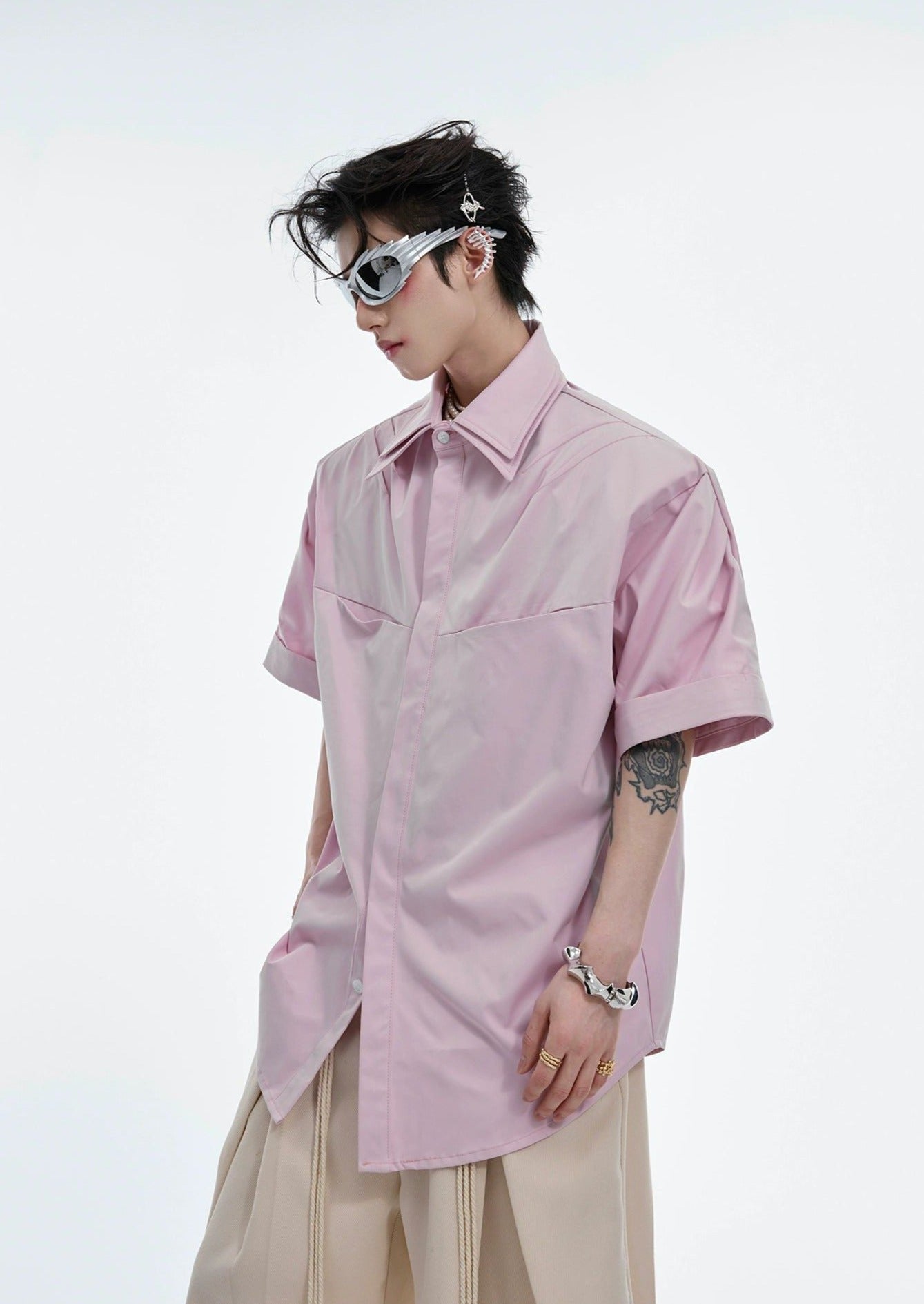 Layered Collar Neat Shirt Korean Street Fashion Shirt By Argue Culture Shop Online at OH Vault