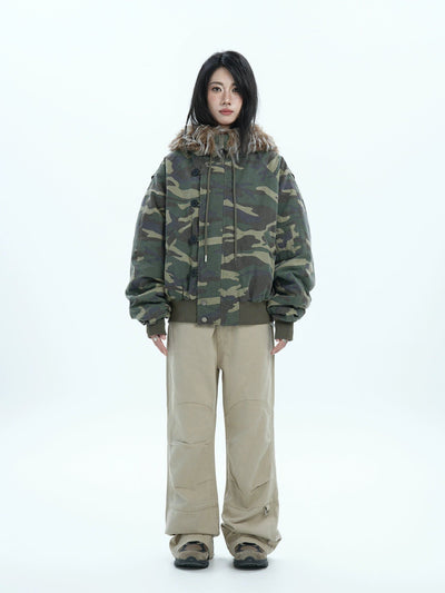 Fur Line Hood Camouflage Jacket Korean Street Fashion Jacket By Jump Next Shop Online at OH Vault