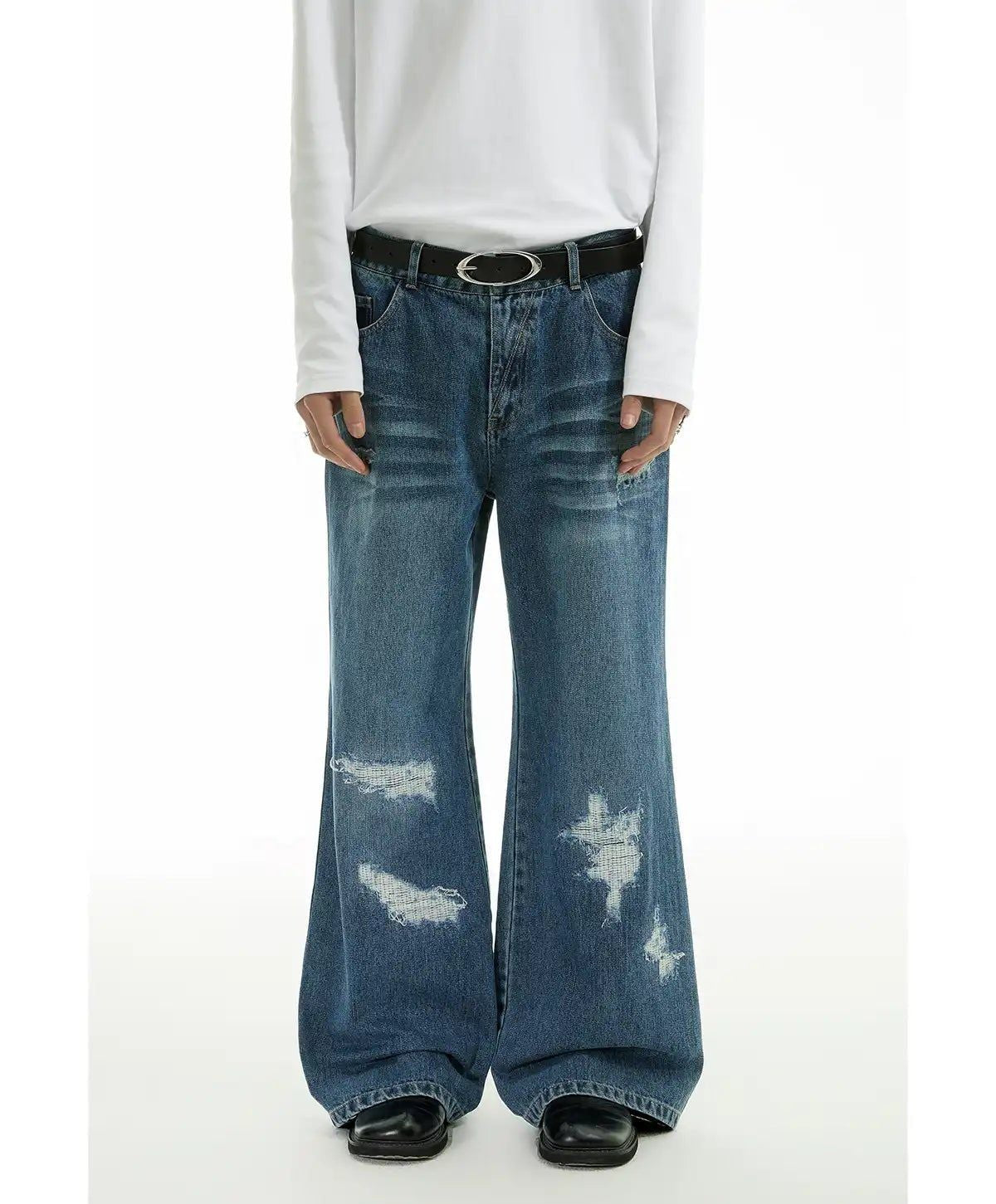 Distressed Scratches Whiskers Jeans Korean Street Fashion Jeans By Funky Fun Shop Online at OH Vault