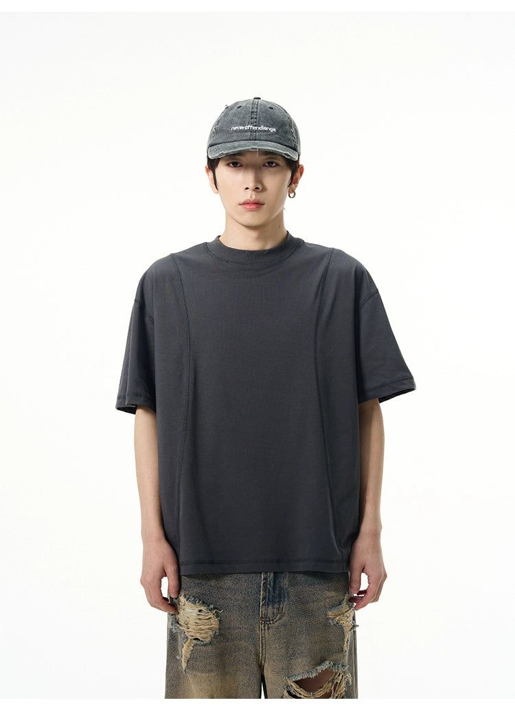 Minimal Seams Detail T-Shirt Korean Street Fashion T-Shirt By 77Flight Shop Online at OH Vault