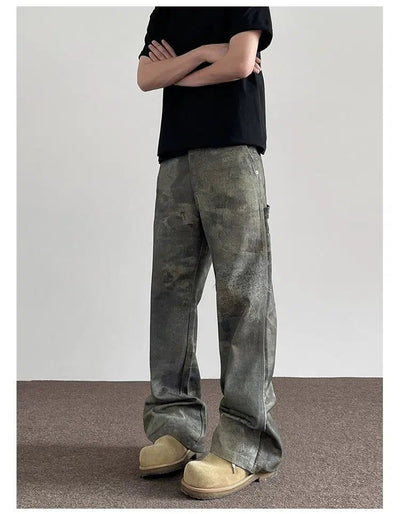 Old Camouflage Slim Fit Jeans Korean Street Fashion Jeans By A PUEE Shop Online at OH Vault